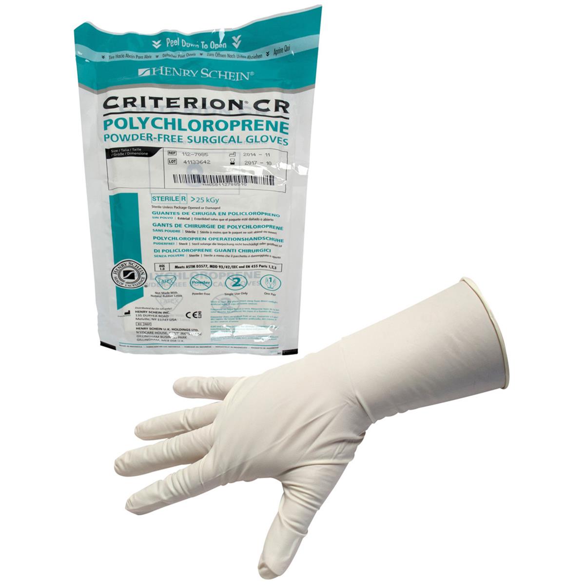 HS Criterion CR Polychloroprene Sterile Gloves Latex-Free Powder Free Size 7 Pairs 50pk